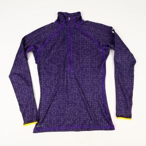 Nike Pro Womens Medium Hyperwarm Half Zip Pullover Dri-Fit Geometric Purple